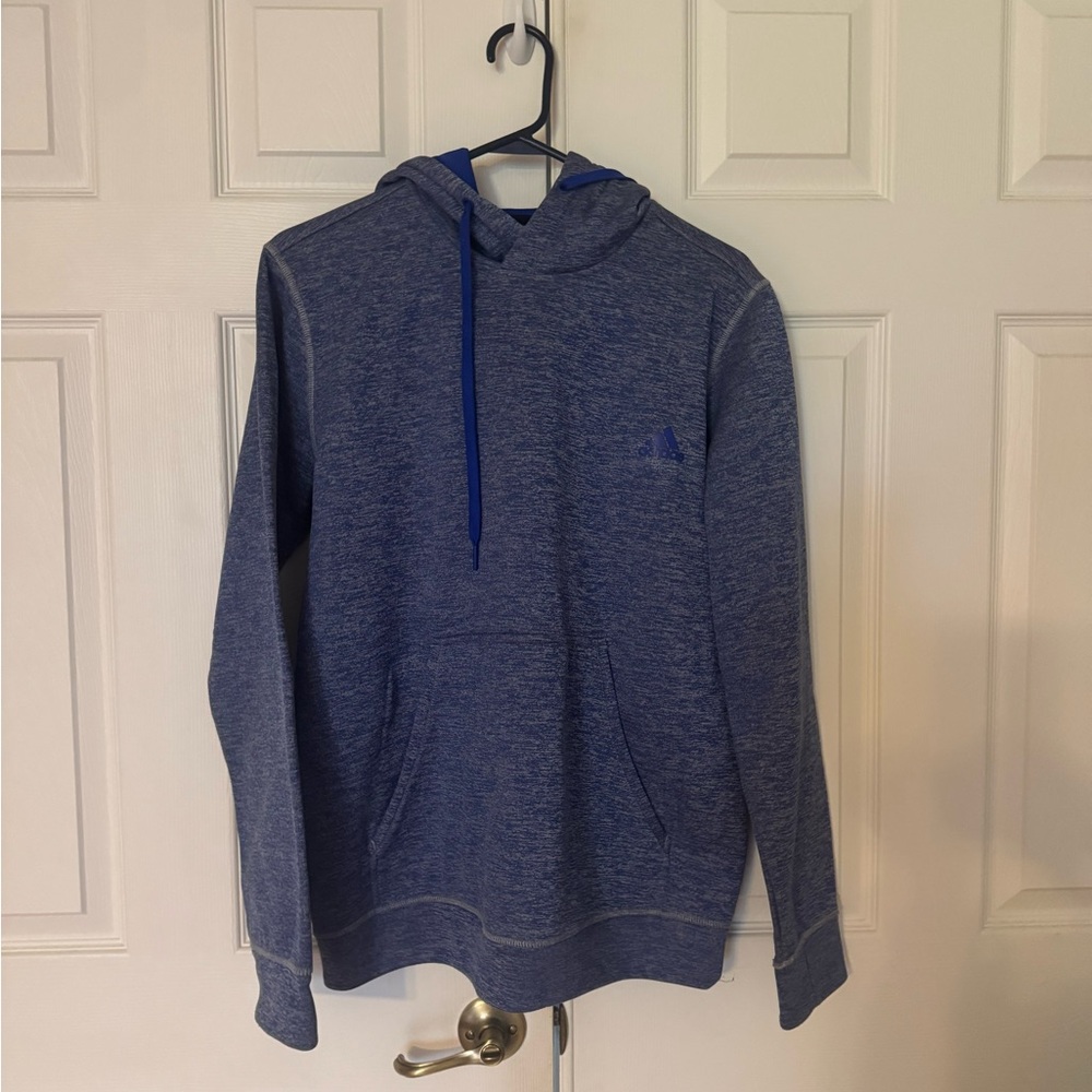 adidas Blue Hooded Sweatshirt with Half-Zip